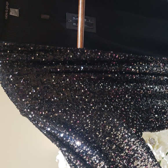 Nwt Cable & gauge sequin cover top 1X black silver - Picture 10 of 10